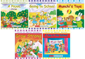 Storybook For Kids: Scholars Hub Moral Values Story Set 2 (Set Of 5 Books) (Illustrated) (Ages 5+) (80 Pages) | A Picnic | Going To School | Munchi'S Toys | Grow Strong | A Day In The School - Dista