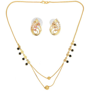 AanyaCentric Gold Plated Short Mangalsutra Set with Earrings - Distacart