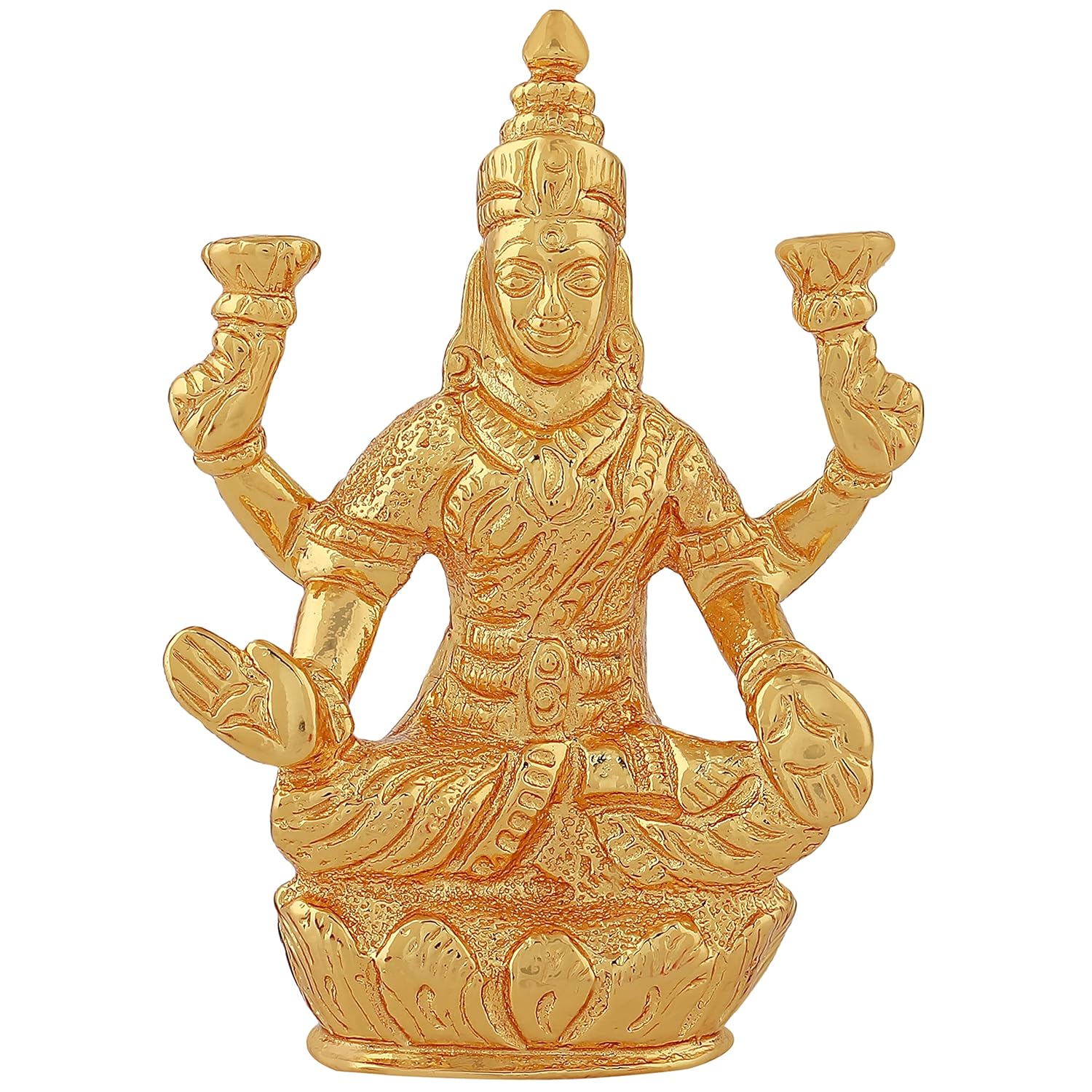 Estele Gold-Polished goddess of wealth Laxmi Devi on lotus Idol for Home/Car decor - Distacart