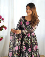 Thumbnail for Joban Fashion Black Kurta Set Organza Sequin Embroidery Work - Distacart