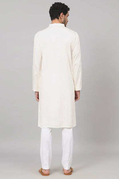 Cotton Kurta With Floral Embroidery Patch Embellishment by Hilo Design - Distacart