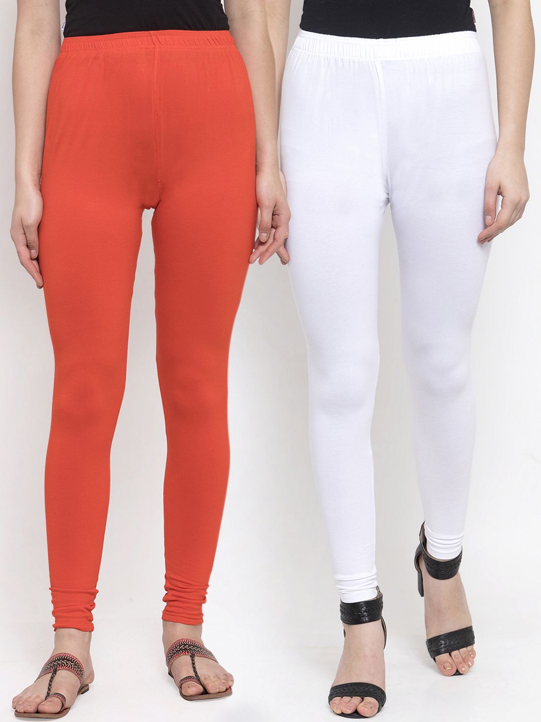 TAG 7 Women Pack Of 2 Solid Churidar-Length Leggings - Distacart
