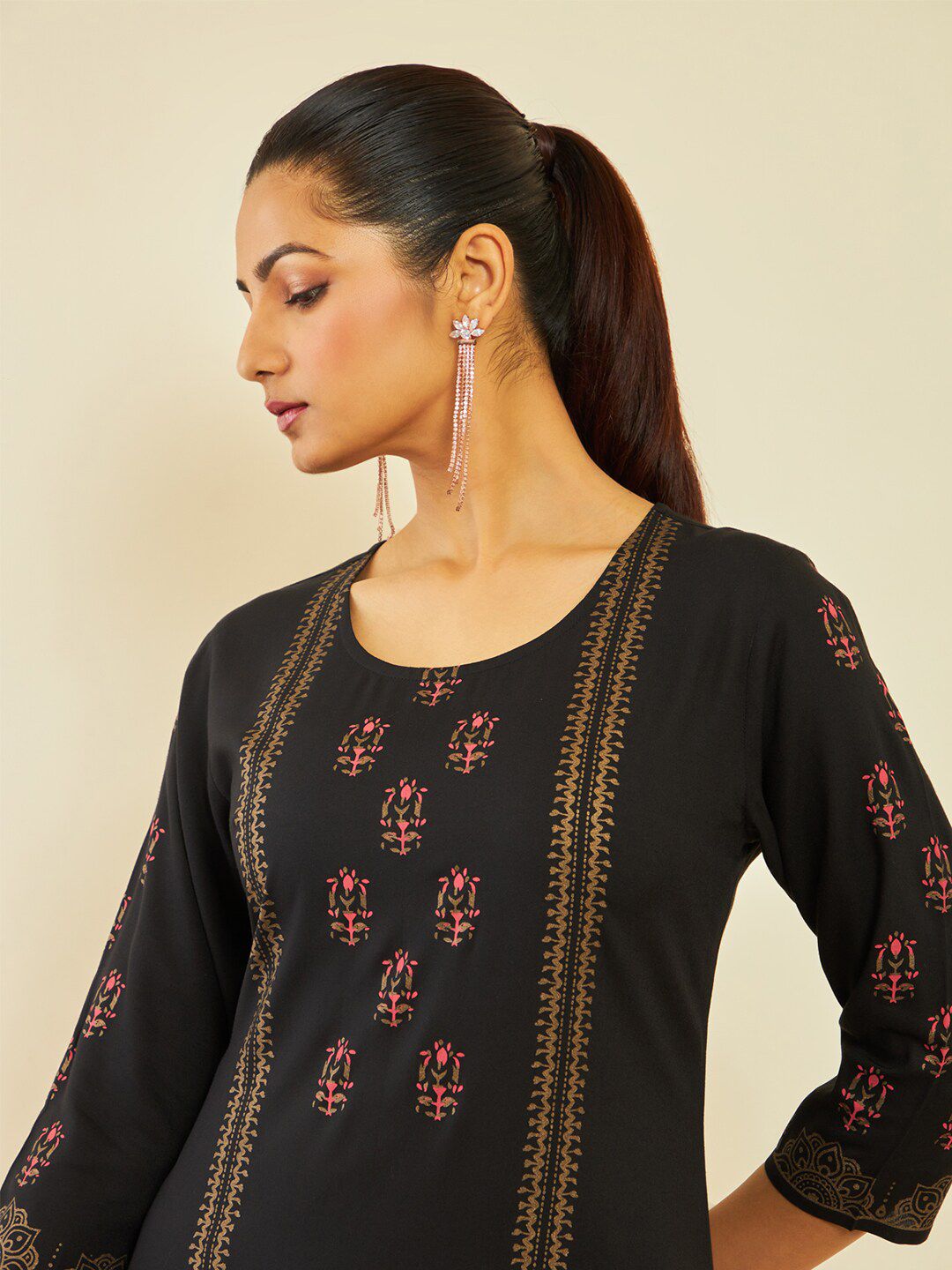 Soch Ethnic Motifs Printed Straight Kurta - Distacart