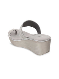 Thumbnail for Metro Silver-Toned Wedge Sandals Heels