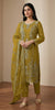 Anaita Mustard Organza Semi Stitched Suit with Thread Embroidery & Sequence Work - Dista