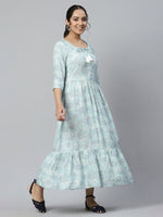 Thumbnail for AURELIA Aurelia Women Blue Gathered LIVA Midi Dress - Distacart