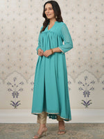 Thumbnail for Ode by House of Pataudi Mandarin Collar A-Line Kurta - Distacart