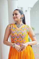 Thumbnail for Lorenvalley Fashion Yellow Rayon Kutchi Gamthi Thread Embroidered & mirror Work Gown