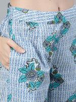 Thumbnail for Aks Floral Printed Keyhole Neck Pure Cotton Kurta With Palazzos - Distacart