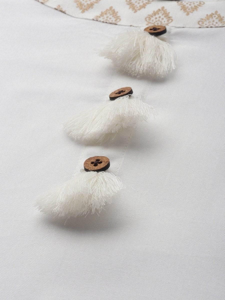 Anouk Women White & Blue Solid Kurta with Salwar & Dupatta - Distacart