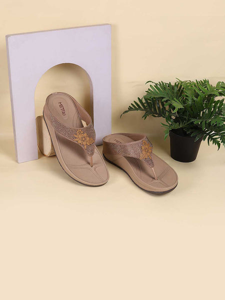 Metro Embellished Open Toe Comfort Heels