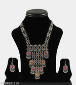Thumbnail for Tehzeeb Creations Women's Multi Colour Meenakari Oxidised Necklace Set - Distacart