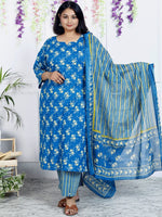Thumbnail for Swasti Women Floral Printed Regular Sequinned Pure Cotton Kurta with Trousers & With Dupatta