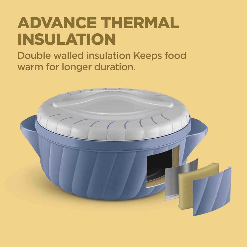 Milton Flora 1500 Insulated Inner Steel Casserole - Stone Blue - Dista