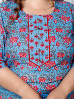 Thumbnail for Swasti Plus Size Floral Printed Sequinned Pure Cotton Kurta With Trouser & Dupatta