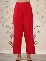 Thumbnail for Ode by House of Pataudi Grey & Red Floral Printed Notched Neck Kurta With Palazzos - Distacart