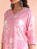 Thumbnail for Ode by House of Pataudi Printed Thread Work Pure Cotton Kurta With Trousers & Dupatta - Distacart