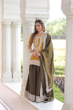 Thumbnail for Lorenvalley Fashion Yellow NC Silk With Sequins and Coding Embroidered work Kurta Sharara with Dupatta - Distacart