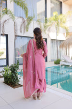 Thumbnail for Lorenvalley Fashion Pink Ho Silk With Zari Multi & Thread Embroidered Work Kurta Pant With Dupatta - Distacart