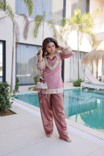 Thumbnail for Lorenvalley Fashion Pink Salasa Fabric with Mirror & Lace work Kurta with Pant - Distacart