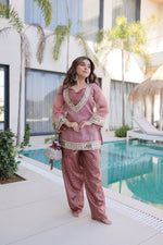 Thumbnail for Lorenvalley Fashion Pink Salasa Fabric with Mirror & Lace work Kurta with Pant - Distacart