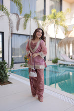 Thumbnail for Lorenvalley Fashion Pink Salasa Fabric with Mirror & Lace work Kurta with Pant - Distacart