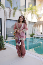 Thumbnail for Lorenvalley Fashion Pink Salasa Fabric with Mirror & Lace work Kurta with Pant - Distacart