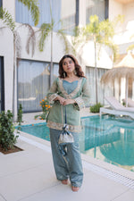Thumbnail for Lorenvalley Fashion Sky Blue Salasa Fabric with Mirror & Lace work Kurta with Pant - Distacart