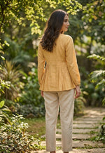 Thumbnail for Lorenvalley Fashion Yellow Linen Cotton Top Bottom Set - Dista