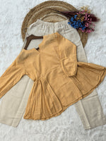 Thumbnail for Lorenvalley Fashion Yellow Linen Cotton Top Bottom Set - Dista
