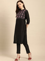 Thumbnail for All About You Women Black Embroidered Kurta with Trousers - Distacart