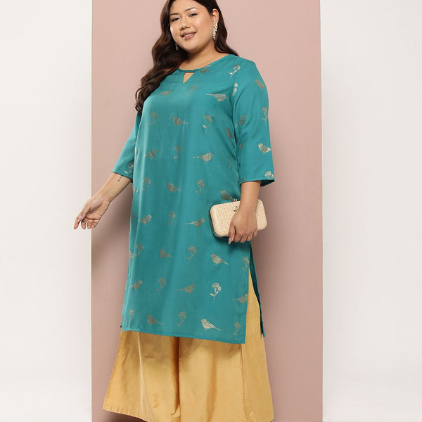 Sztori Plus Size Ethnic Motifs Printed Straight Kurta - Distacart