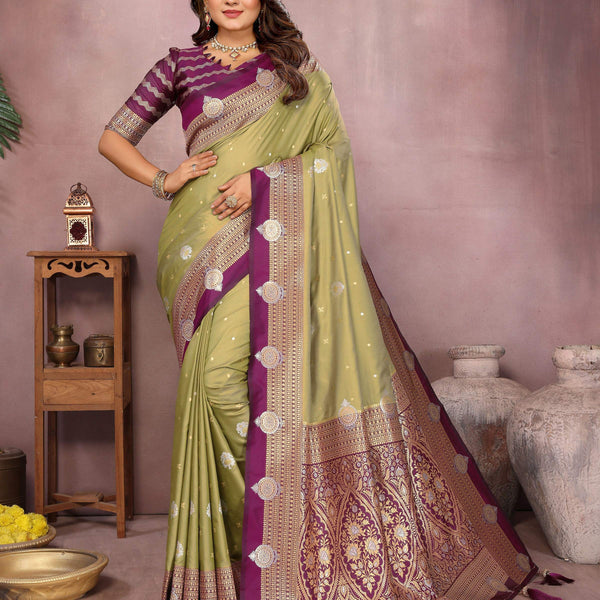 Aastha Fashion Pista Silk Sarees Weaving Saree - Distacart