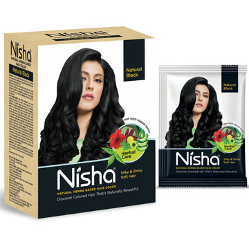 Nisha Henna Based Hair Colour for Women & Men Natural Black - Distacart