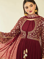 Thumbnail for Soch Ethnic Motifs Embroidered Sequinned Kurta with Churidar & Dupatta - Distacart
