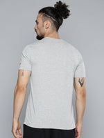 Thumbnail for Alcis Men Grey Melange Typography Printed Slim Fit Gym T-shirt - Distacart