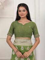 Thumbnail for Astita Linen Cotton Green Saree