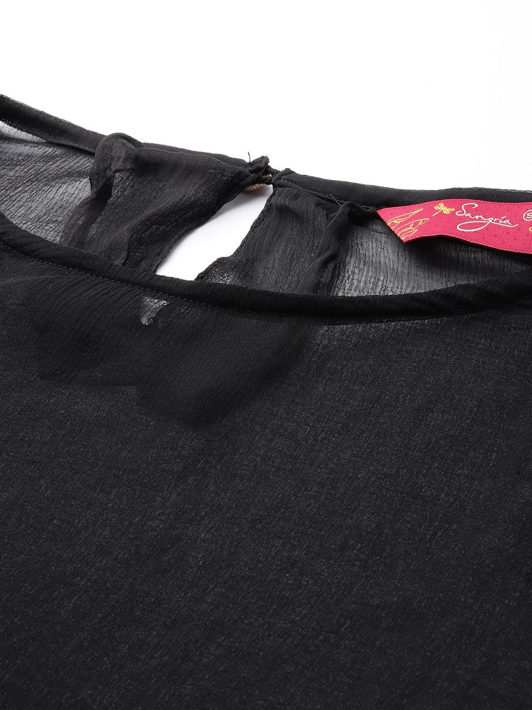 Sangria Lace Detailed Regular Pure Cotton Gotta Patti Top with Palazzos & Semi Sheer Kurta - Distacart