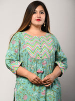 Thumbnail for Swasti Women Green Floral Printed Flared Sleeves Floral Kurta - Distacart