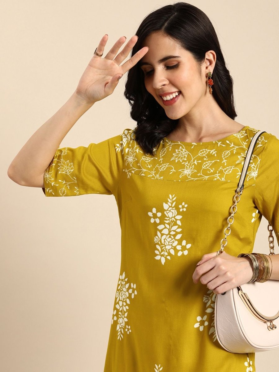 Anouk Floral Printed Round-Neck Regular Kurta - Distacart