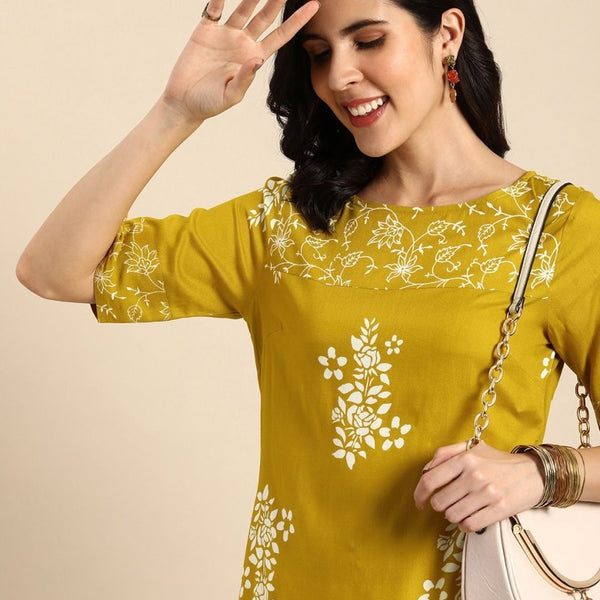 Anouk Floral Printed Round-Neck Regular Kurta - Distacart