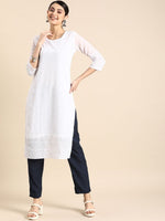 Thumbnail for Anouk Women Ethnic Motifs Sequinned Embroidered Chikankari Kurta