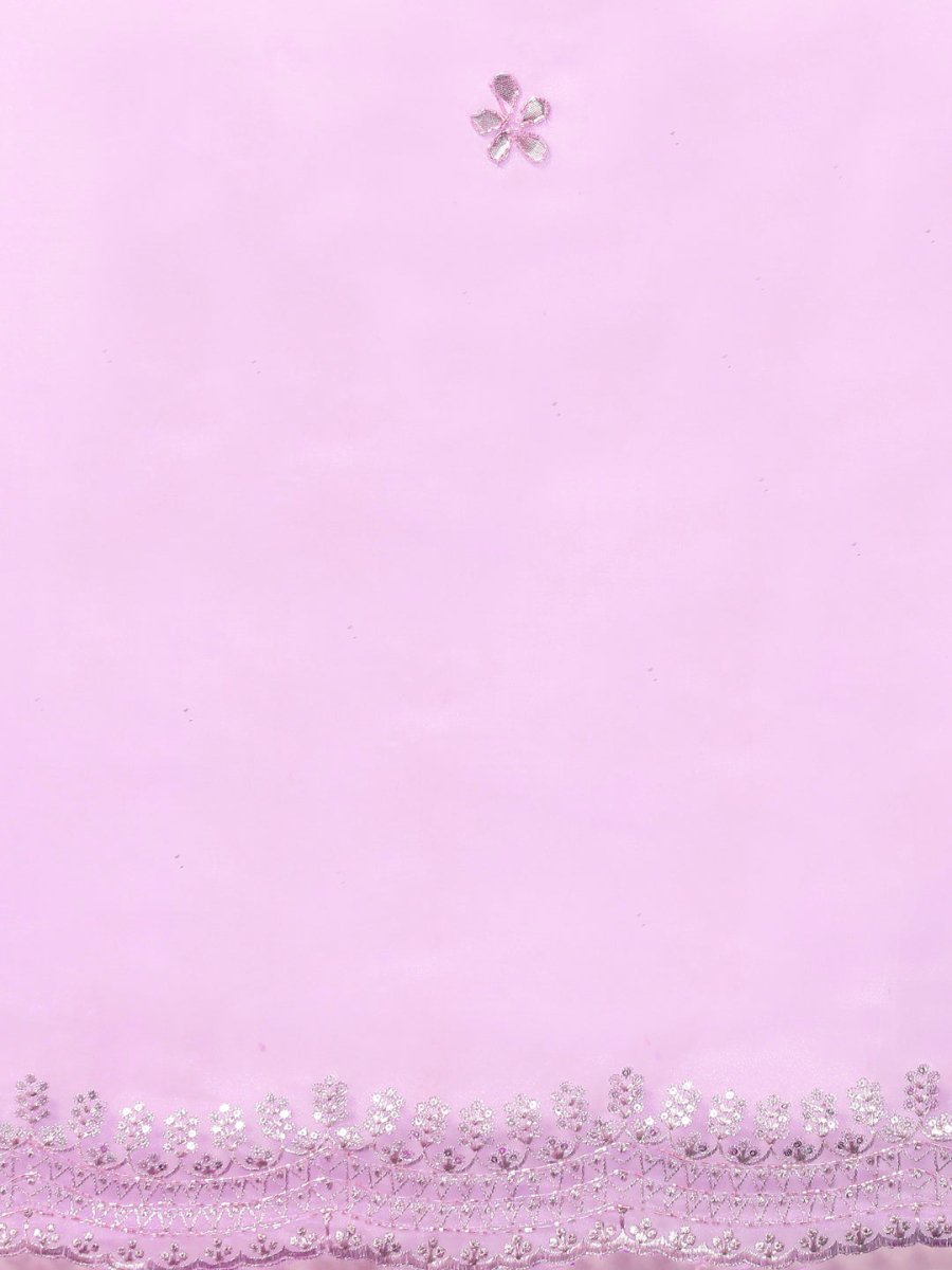 Anouk Lavender & Silver-Coloured Sequinned Organza Saree - Distacart