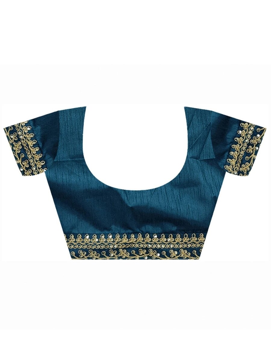 Anouk Navy Blue & Pink Floral Printed Embroidered Saree - Distacart