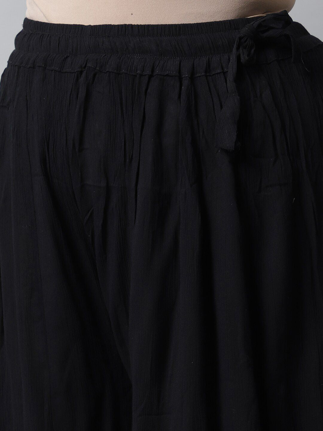 TAG 7 Women Black Flared Ethnic Palazzos