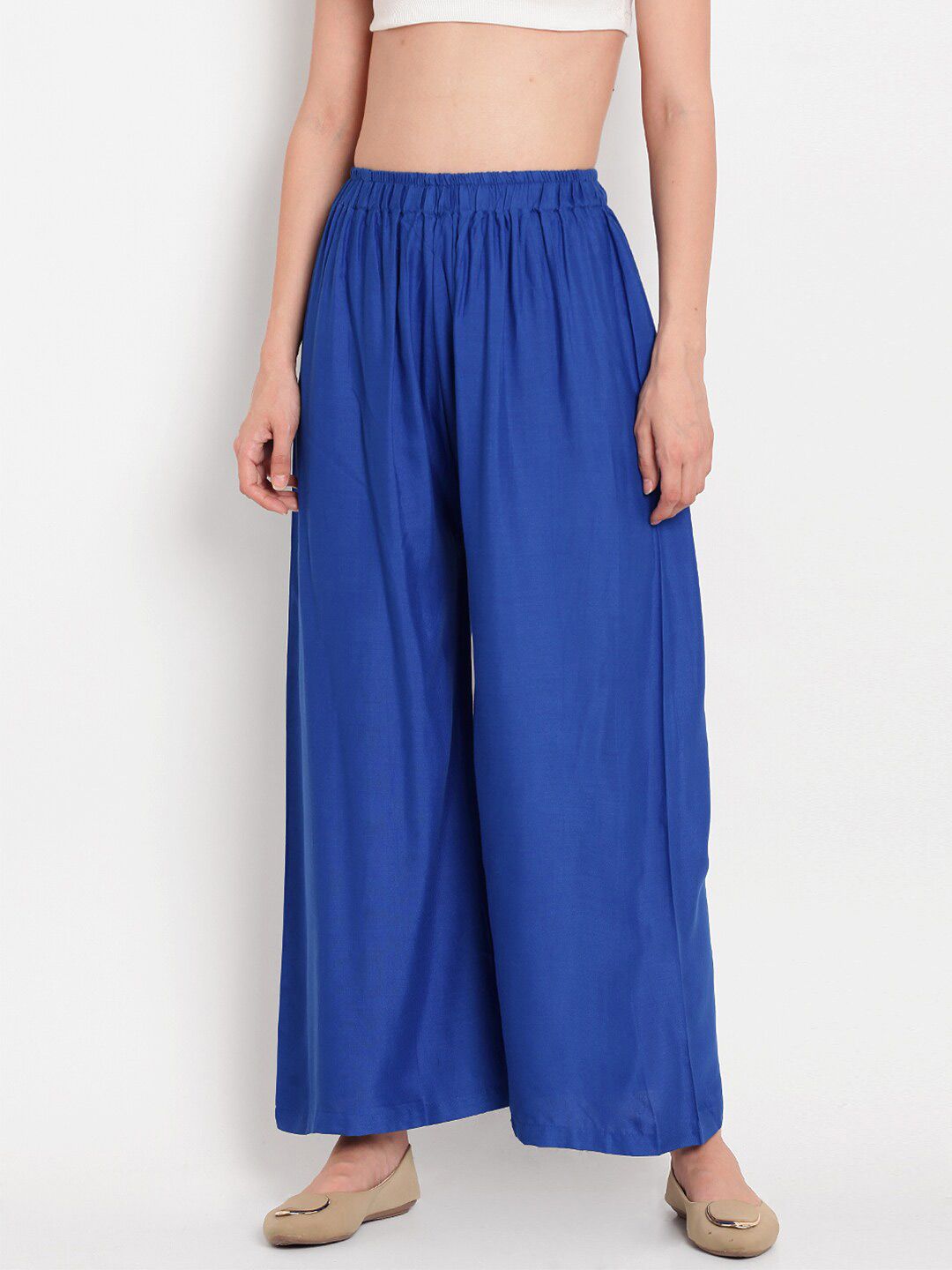 TAG 7 Women Blue Solid Palazzos - Distacart