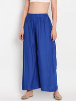 Thumbnail for TAG 7 Women Blue Solid Palazzos - Distacart