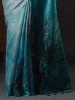 Thumbnail for Anouk Blue & Black Floral Printed Organza Saree - Distacart