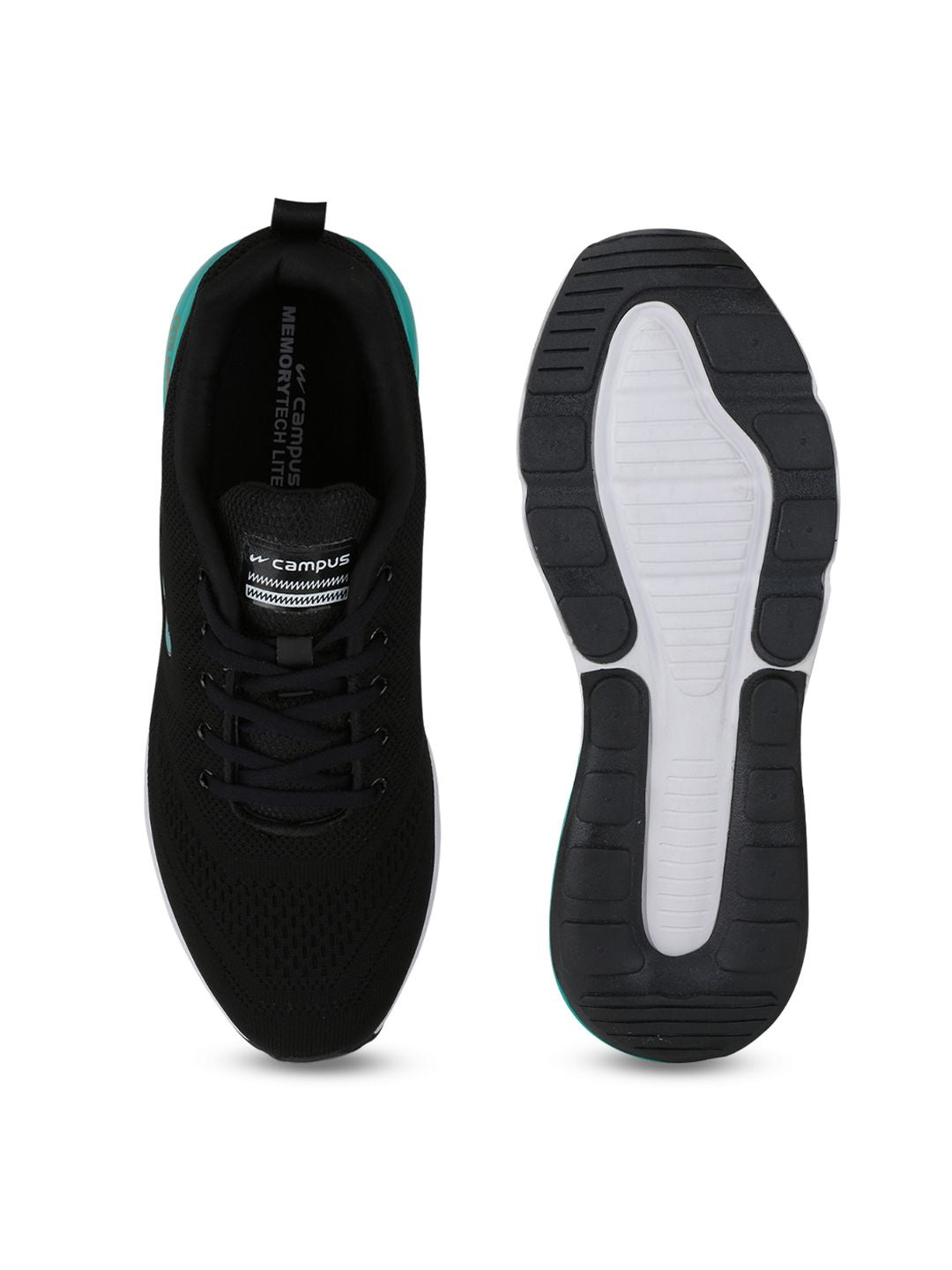 Campus Men Black Mesh Running Shoes