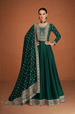 Thumbnail for Anaita Green Designer Embroidered Heavy Premium Silk Anarkali Suit - Distacart